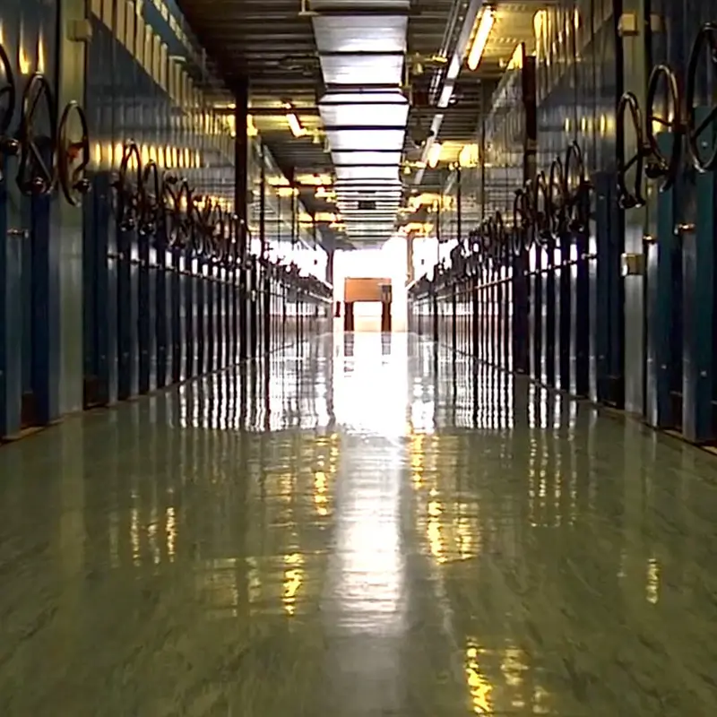 Code 10 - film still (rolling shelves)